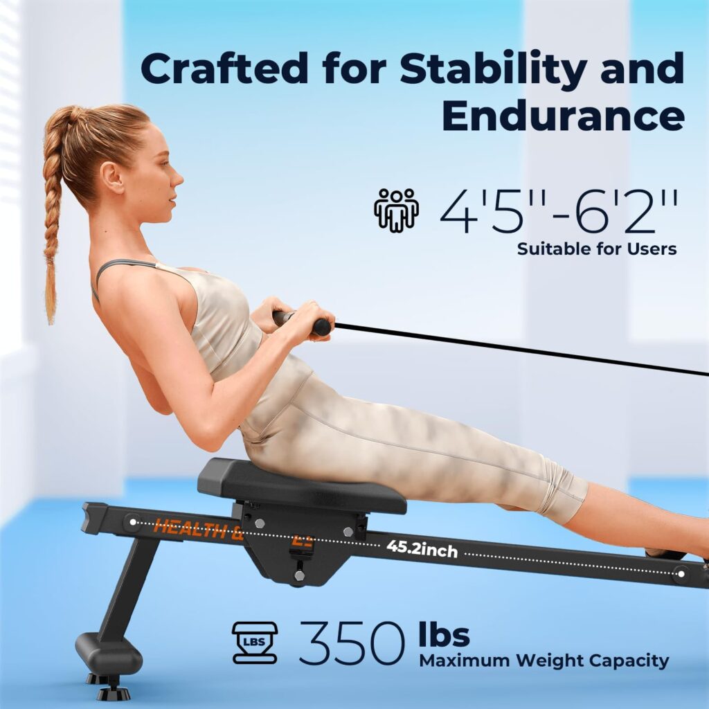 YOSUDA Magnetic Rowing Machine, Compact Rower for Home Use with LCD Monitor and Comfortable Seat Cushion