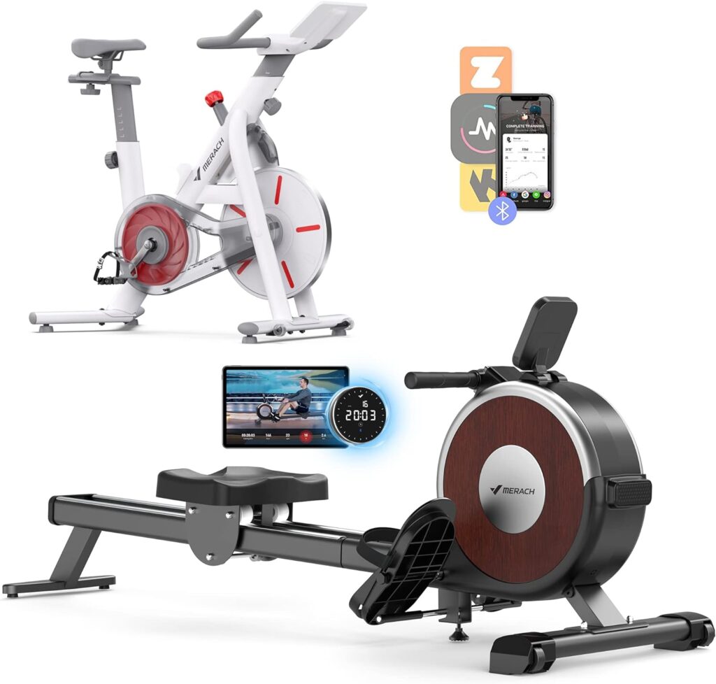 MERACH Bluetooth Rowing Machine EQ1S  Indoor Cycling Bike TT with Magnetic Resistance, App Compatible