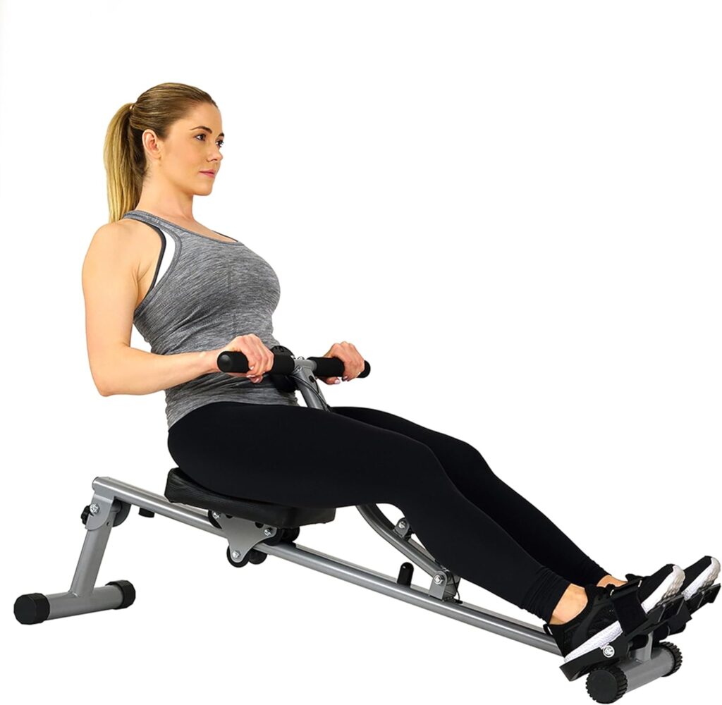 Sunny Health  Fitness Compact Adjustable Rowing Machine with 12 Levels of Complete Body Workout Resistance and Optional SunnyFit App Enhanced Connectivity