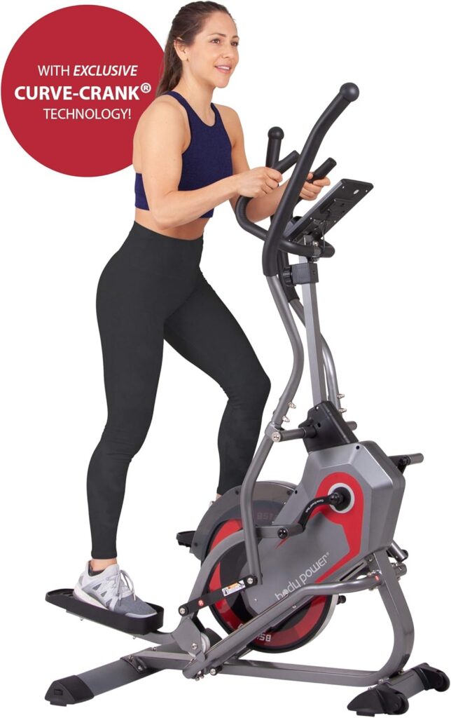 Body Power 2 in 1 Elliptical Stepper Machine for Home Fitness, PATENTED HIIT Training, Ergonomic, 1 Yr Warranty, Cardio, Resistance, 8 Levels, Digital, Compact, Safe