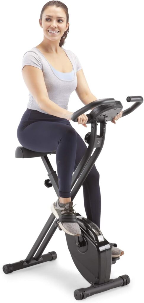 Marcy Foldable Upright Exercise Bike with Adjustable Resistance for Cardio Workout  Strength Training - Multiple Styles Available