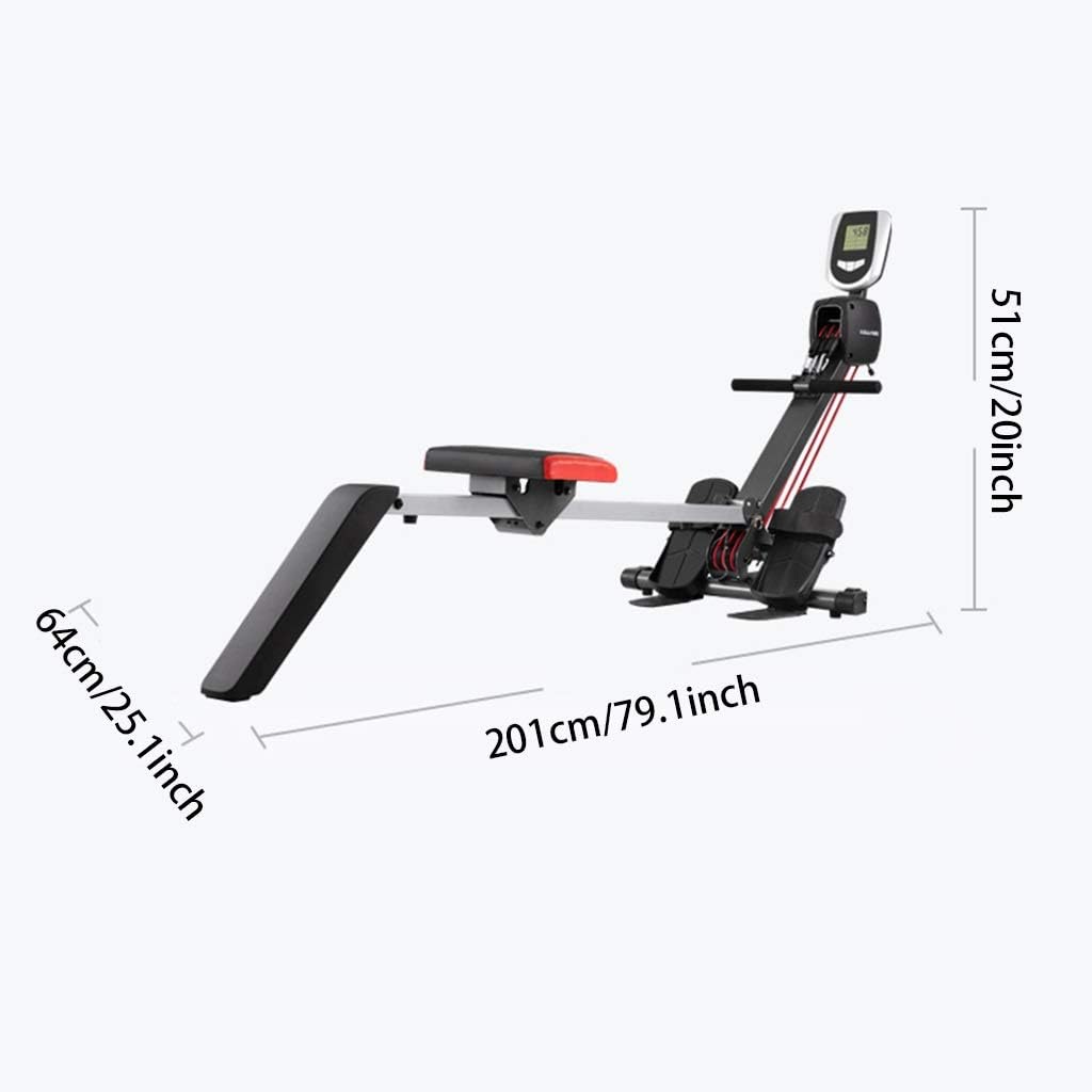 TOE Magnetic Rowing Machine Ultra Silent Folding Cardio Training with LCD Monitor Elastic Rope Home Gym Workout