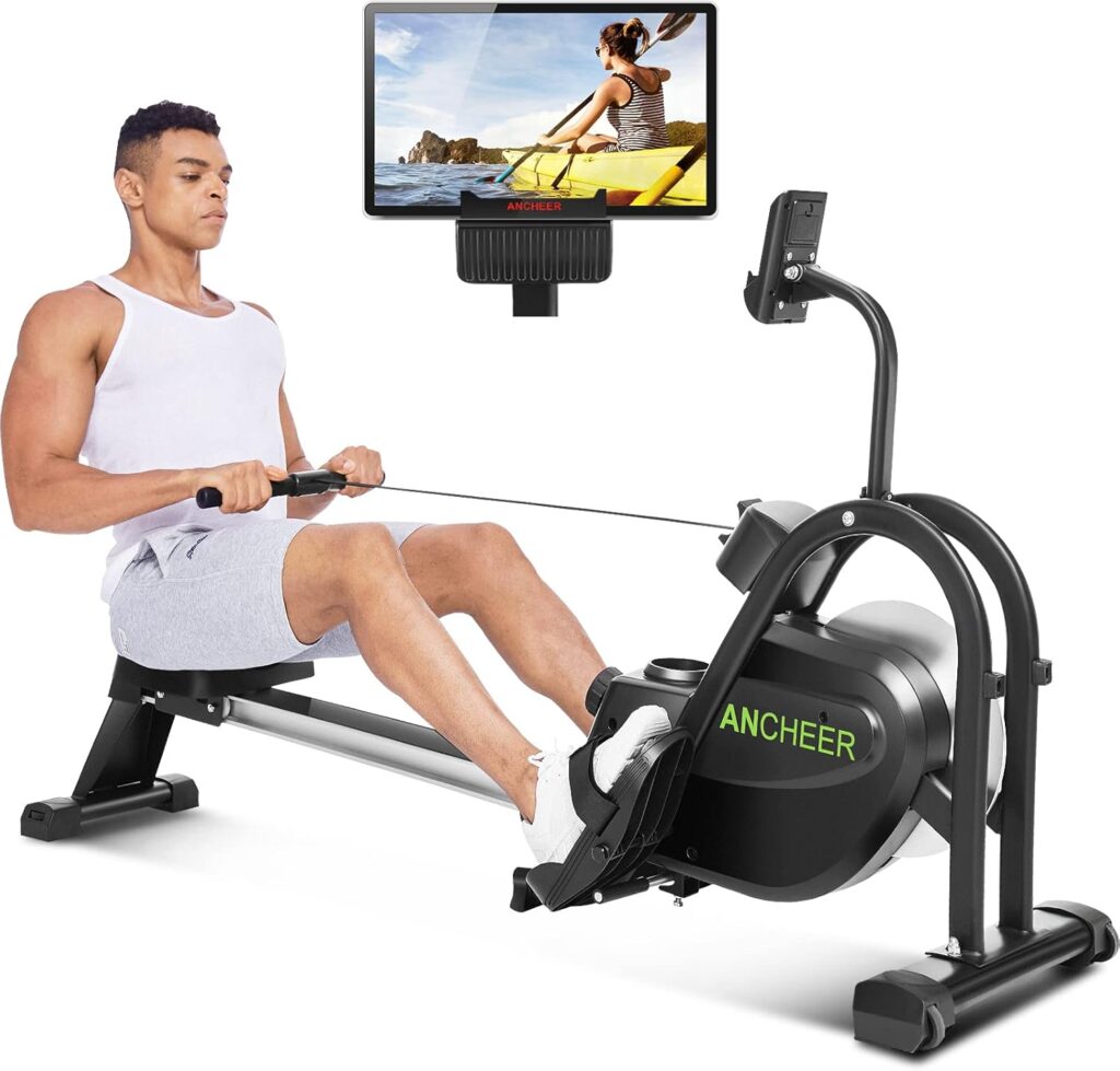 Rowing Machines For Home Use Foldable, ANCHEER Magnetic Row Machine Cardio with LCD Monitor 10 Level Resistance