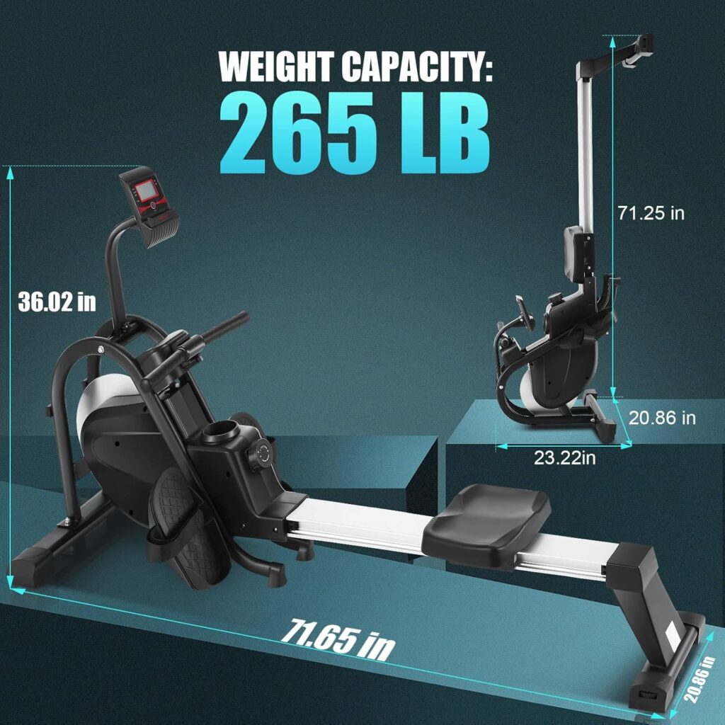 Rowing Machines For Home Use Foldable, ANCHEER Magnetic Row Machine Cardio with LCD Monitor 10 Level Resistance